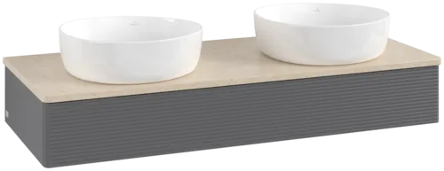Obrázek VILLEROY BOCH Antao Vanity unit, 1 pull-out compartment, 1200 x 190 x 500 mm, Front with grain texture, Anthracite Matt Lacquer / Botticino #K13113GK