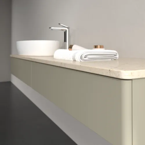 Bild von VILLEROY BOCH Antao Waschbeckenunterschrank, 2 Auszüge, 1600 x 190 x 500 mm, Front ohne Struktur, Stone Grey Matt Lacquer / Botticino #K15053HK