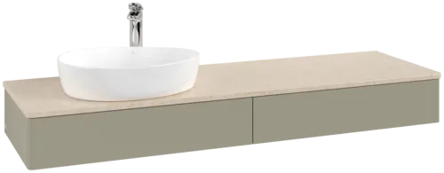 Bild von VILLEROY BOCH Antao Waschbeckenunterschrank, 2 Auszüge, 1600 x 190 x 500 mm, Front ohne Struktur, Stone Grey Matt Lacquer / Botticino #K15053HK