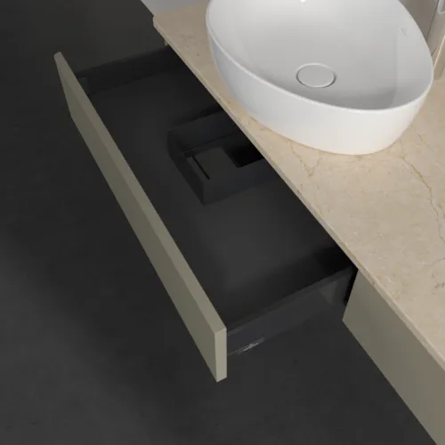 Bild von VILLEROY BOCH Antao Waschbeckenunterschrank, 2 Auszüge, 1600 x 190 x 500 mm, Front ohne Struktur, Stone Grey Matt Lacquer / Botticino #K15053HK