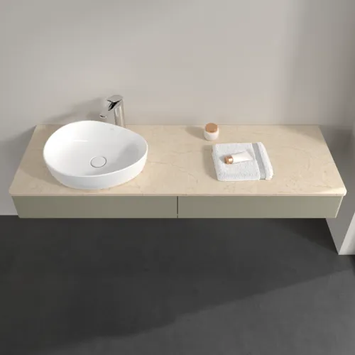 Bild von VILLEROY BOCH Antao Waschbeckenunterschrank, 2 Auszüge, 1600 x 190 x 500 mm, Front ohne Struktur, Stone Grey Matt Lacquer / Botticino #K15053HK