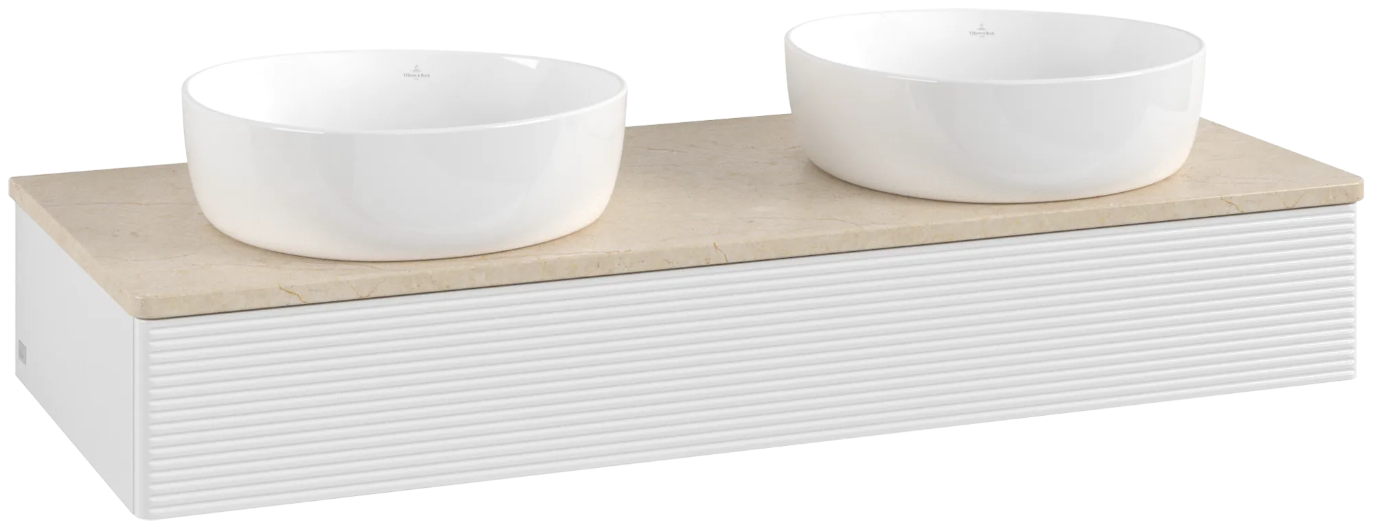 Bild von VILLEROY BOCH Antao Waschbeckenunterschrank, 1 Auszug, 1200 x 190 x 500 mm, Front mit Struktur, Glossy White Lacquer / Botticino #K13113GF