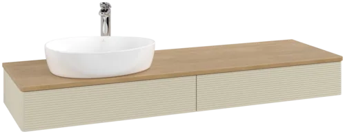 Obrázek VILLEROY BOCH Antao Vanity unit, 2 pull-out compartments, 1600 x 190 x 500 mm, Front with grain texture, Silk Grey Matt Lacquer / Honey Oak #K15151HJ