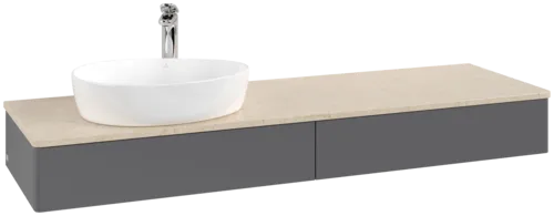 Bild von VILLEROY BOCH Antao Waschbeckenunterschrank, 2 Auszüge, 1600 x 190 x 500 mm, Front ohne Struktur, Anthracite Matt Lacquer / Botticino #K15053GK