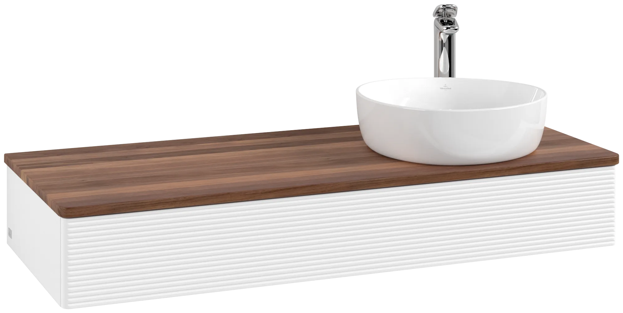 Bild von VILLEROY BOCH Antao Waschbeckenunterschrank, 1 Auszug, 1200 x 190 x 500 mm, Front mit Struktur, White Matt Lacquer / Warm Walnut #K12152MT