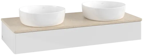 Bild von VILLEROY BOCH Antao Waschbeckenunterschrank, 1 Auszug, 1200 x 190 x 500 mm, Front ohne Struktur, Glossy White Lacquer / Botticino #K13013GF