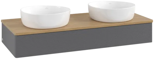 Obrázek VILLEROY BOCH Antao Vanity unit, 1 pull-out compartment, 1200 x 190 x 500 mm, Front with grain texture, Anthracite Matt Lacquer / Honey Oak #K13111GK