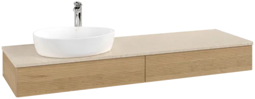 Bild von VILLEROY BOCH Antao Waschbeckenunterschrank, 2 Auszüge, 1600 x 190 x 500 mm, Front mit Struktur, Honey Oak / Botticino #K15153HN