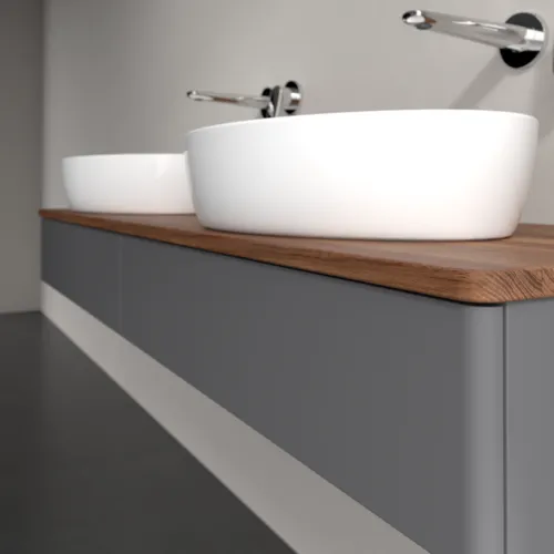 Obrázek VILLEROY BOCH Antao Vanity unit, 2 pull-out compartments, 1600 x 190 x 500 mm, Front without structure, Anthracite Matt Lacquer / Warm Walnut #K17012GK