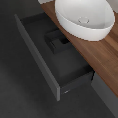 Obrázek VILLEROY BOCH Antao Vanity unit, 2 pull-out compartments, 1600 x 190 x 500 mm, Front without structure, Anthracite Matt Lacquer / Warm Walnut #K17012GK