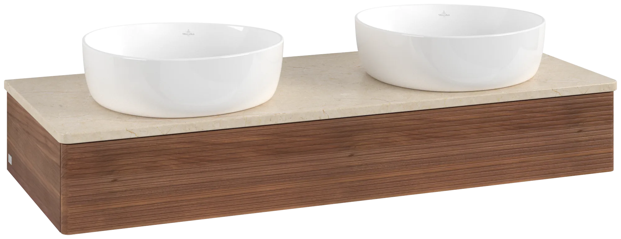 Bild von VILLEROY BOCH Antao Waschbeckenunterschrank, 1 Auszug, 1200 x 190 x 500 mm, Front mit Struktur, Warm Walnut / Botticino #K13113HM