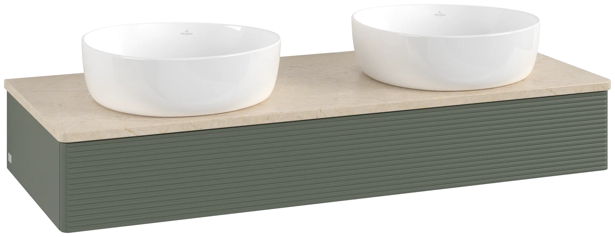 Obrázek VILLEROY BOCH Antao Vanity unit, 1 pull-out compartment, 1200 x 190 x 500 mm, Front with grain texture, Leaf Green Matt Lacquer / Botticino #K13113HL