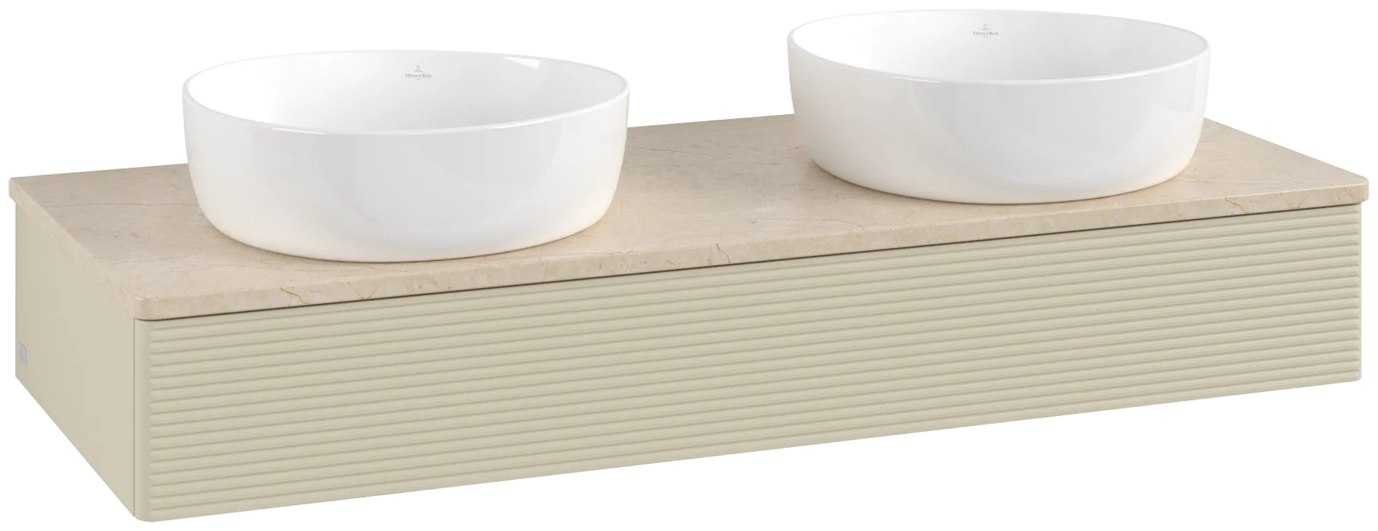 Bild von VILLEROY BOCH Antao Waschbeckenunterschrank, 1 Auszug, 1200 x 190 x 500 mm, Front mit Struktur, Silk Grey Matt Lacquer / Botticino #K13113HJ