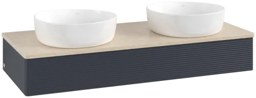 Bild von VILLEROY BOCH Antao Waschbeckenunterschrank, 1 Auszug, 1200 x 190 x 500 mm, Front mit Struktur, Midnight Blue Matt Lacquer / Botticino #K13113HG