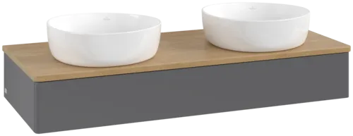 Bild von VILLEROY BOCH Antao Waschbeckenunterschrank, 1 Auszug, 1200 x 190 x 500 mm, Front ohne Struktur, Anthracite Matt Lacquer / Honey Oak #K13011GK