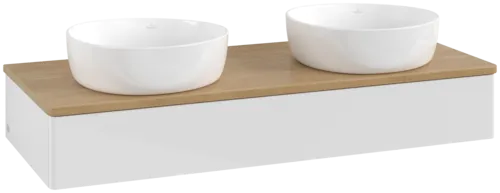 Bild von VILLEROY BOCH Antao Waschbeckenunterschrank, 1 Auszug, 1200 x 190 x 500 mm, Front ohne Struktur, Glossy White Lacquer / Honey Oak #K13011GF