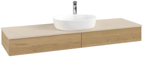 Bild von VILLEROY BOCH Antao Waschbeckenunterschrank, 2 Auszüge, 1600 x 190 x 500 mm, Front ohne Struktur, Honey Oak / Botticino #K14053HN