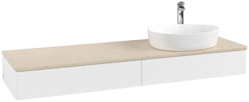 Bild von VILLEROY BOCH Antao Waschbeckenunterschrank, 2 Auszüge, 1600 x 190 x 500 mm, Front mit Struktur, White Matt Lacquer / Botticino #K16153MT