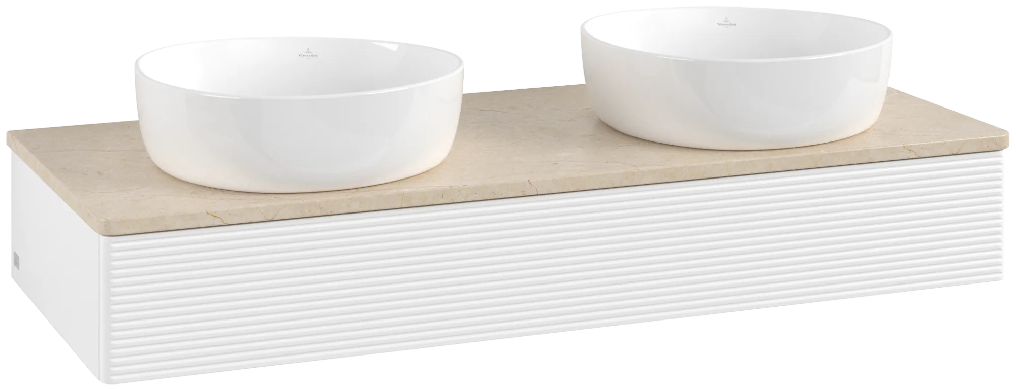 Bild von VILLEROY BOCH Antao Waschbeckenunterschrank, 1 Auszug, 1200 x 190 x 500 mm, Front mit Struktur, White Matt Lacquer / Botticino #K13113MT