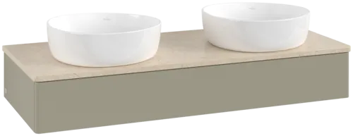 Bild von VILLEROY BOCH Antao Waschbeckenunterschrank, 1 Auszug, 1200 x 190 x 500 mm, Front ohne Struktur, Stone Grey Matt Lacquer / Botticino #K13013HK