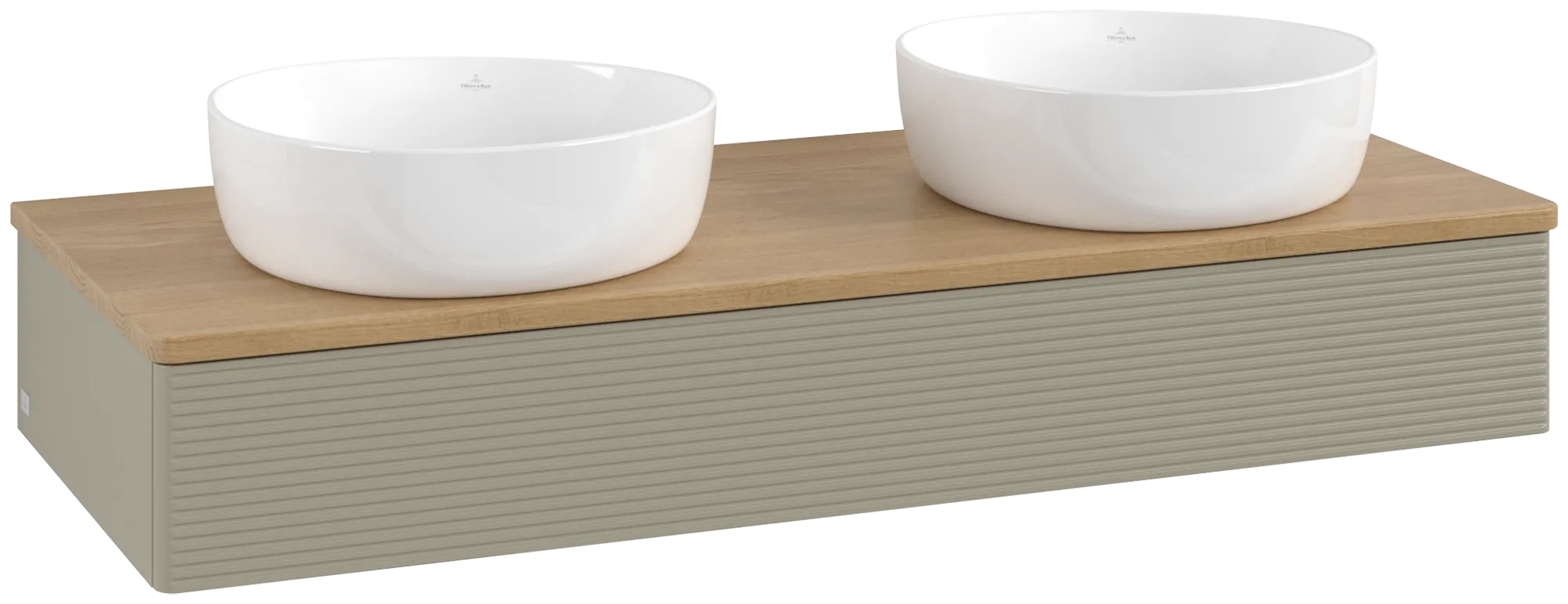 Bild von VILLEROY BOCH Antao Waschbeckenunterschrank, 1 Auszug, 1200 x 190 x 500 mm, Front mit Struktur, Stone Grey Matt Lacquer / Honey Oak #K13111HK