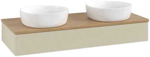 Bild von VILLEROY BOCH Antao Waschbeckenunterschrank, 1 Auszug, 1200 x 190 x 500 mm, Front mit Struktur, Silk Grey Matt Lacquer / Honey Oak #K13111HJ