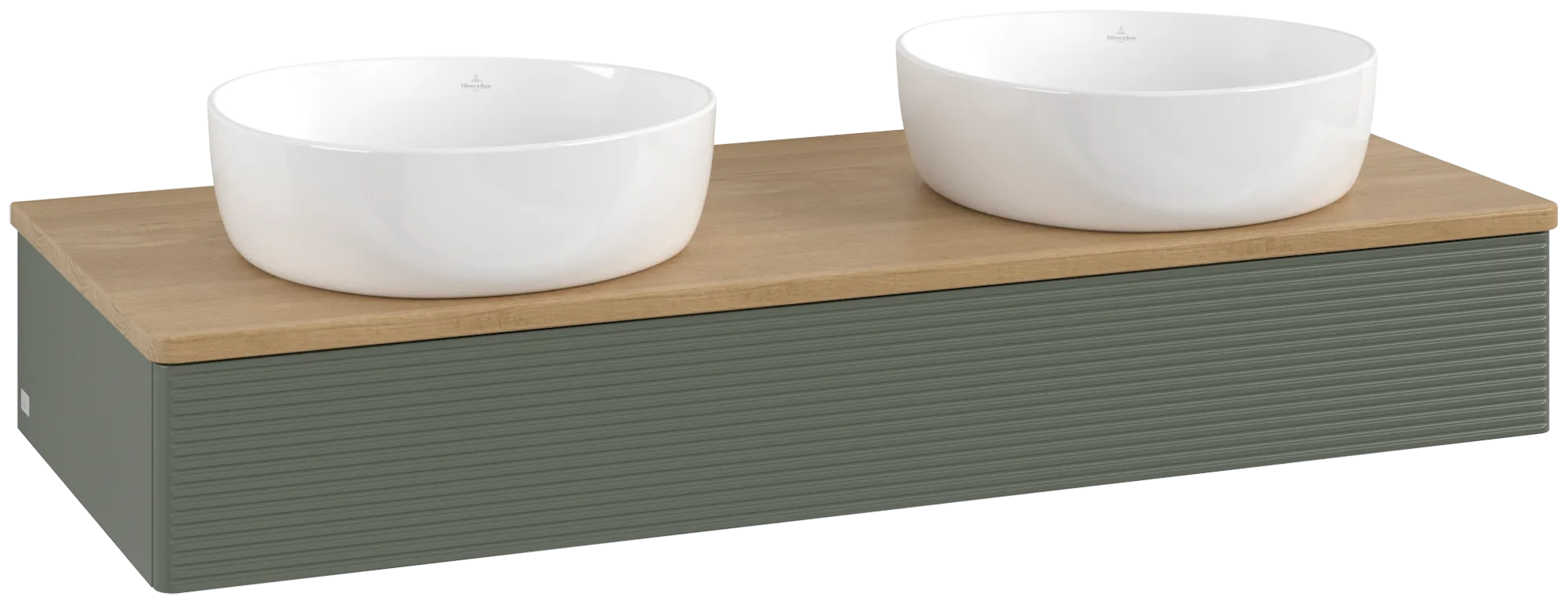 Bild von VILLEROY BOCH Antao Waschbeckenunterschrank, 1 Auszug, 1200 x 190 x 500 mm, Front mit Struktur, Leaf Green Matt Lacquer / Honey Oak #K13111HL