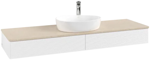Bild von VILLEROY BOCH Antao Waschbeckenunterschrank, 2 Auszüge, 1600 x 190 x 500 mm, Front mit Struktur, White Matt Lacquer / Botticino #K14153MT