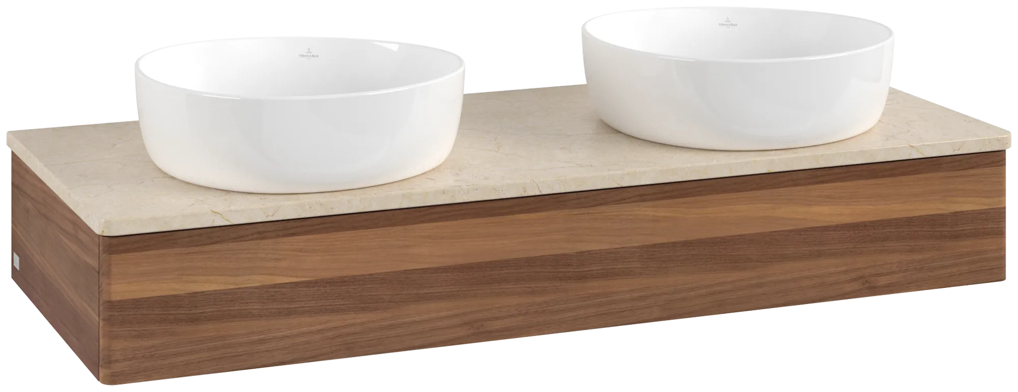 Bild von VILLEROY BOCH Antao Waschbeckenunterschrank, 1 Auszug, 1200 x 190 x 500 mm, Front ohne Struktur, Warm Walnut / Botticino #K13013HM