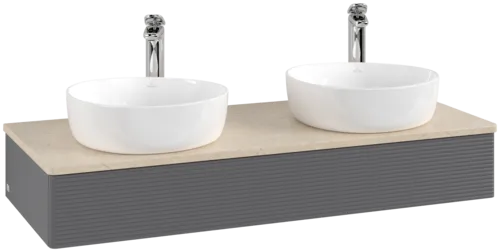 Bild von VILLEROY BOCH Antao Waschbeckenunterschrank, 1 Auszug, 1200 x 190 x 500 mm, Front mit Struktur, Anthracite Matt Lacquer / Botticino #K13153GK