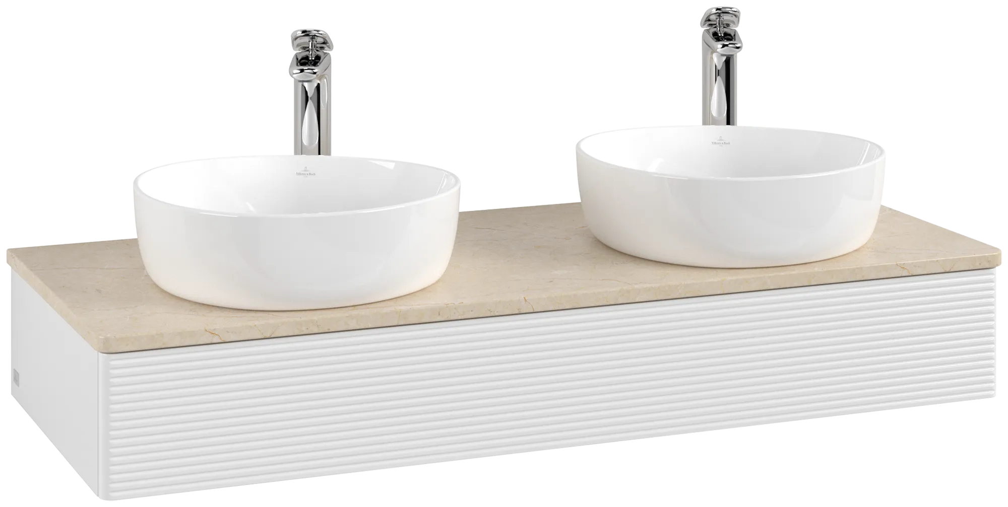 Bild von VILLEROY BOCH Antao Waschbeckenunterschrank, 1 Auszug, 1200 x 190 x 500 mm, Front mit Struktur, Glossy White Lacquer / Botticino #K13153GF
