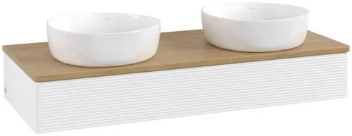Bild von VILLEROY BOCH Antao Waschbeckenunterschrank, 1 Auszug, 1200 x 190 x 500 mm, Front mit Struktur, White Matt Lacquer / Honey Oak #K13111MT
