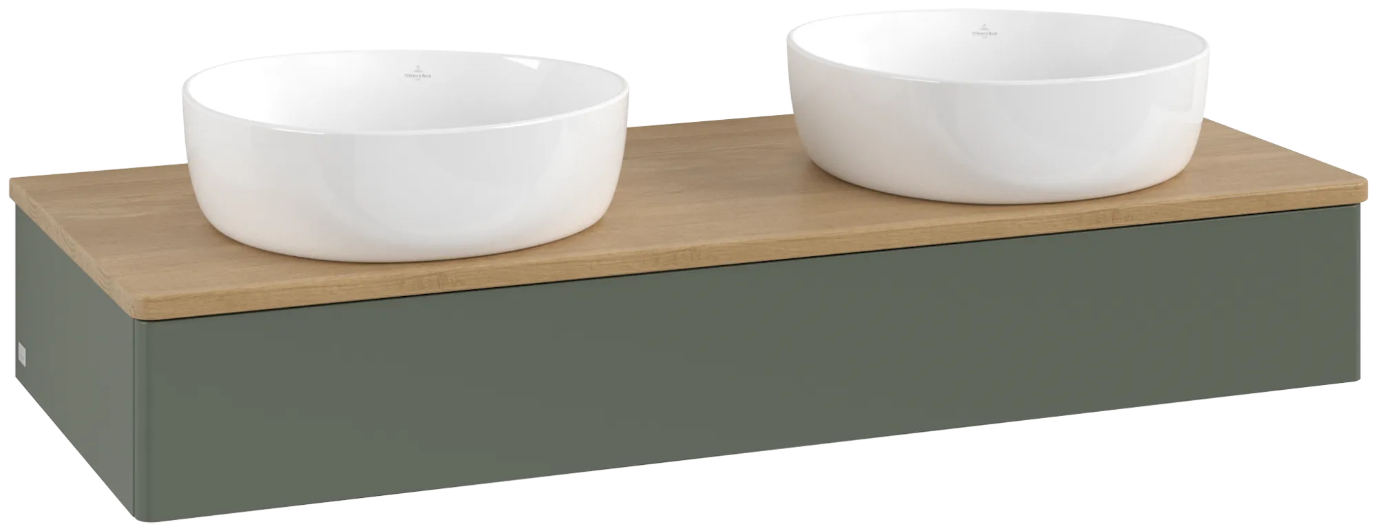 Bild von VILLEROY BOCH Antao Waschbeckenunterschrank, 1 Auszug, 1200 x 190 x 500 mm, Front ohne Struktur, Leaf Green Matt Lacquer / Honey Oak #K13011HL