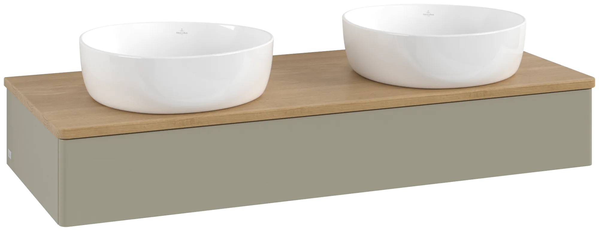 Bild von VILLEROY BOCH Antao Waschbeckenunterschrank, 1 Auszug, 1200 x 190 x 500 mm, Front ohne Struktur, Stone Grey Matt Lacquer / Honey Oak #K13011HK