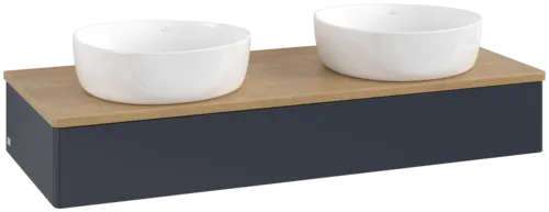 Bild von VILLEROY BOCH Antao Waschbeckenunterschrank, 1 Auszug, 1200 x 190 x 500 mm, Front ohne Struktur, Midnight Blue Matt Lacquer / Honey Oak #K13011HG