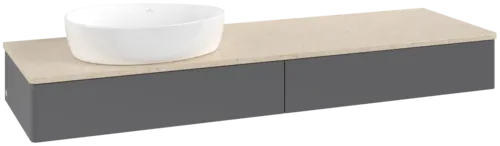 Picture of VILLEROY BOCH Antao Vanity unit, 2 pull-out compartments, 1600 x 190 x 500 mm, Front without structure, Anthracite Matt Lacquer / Botticino #K15013GK