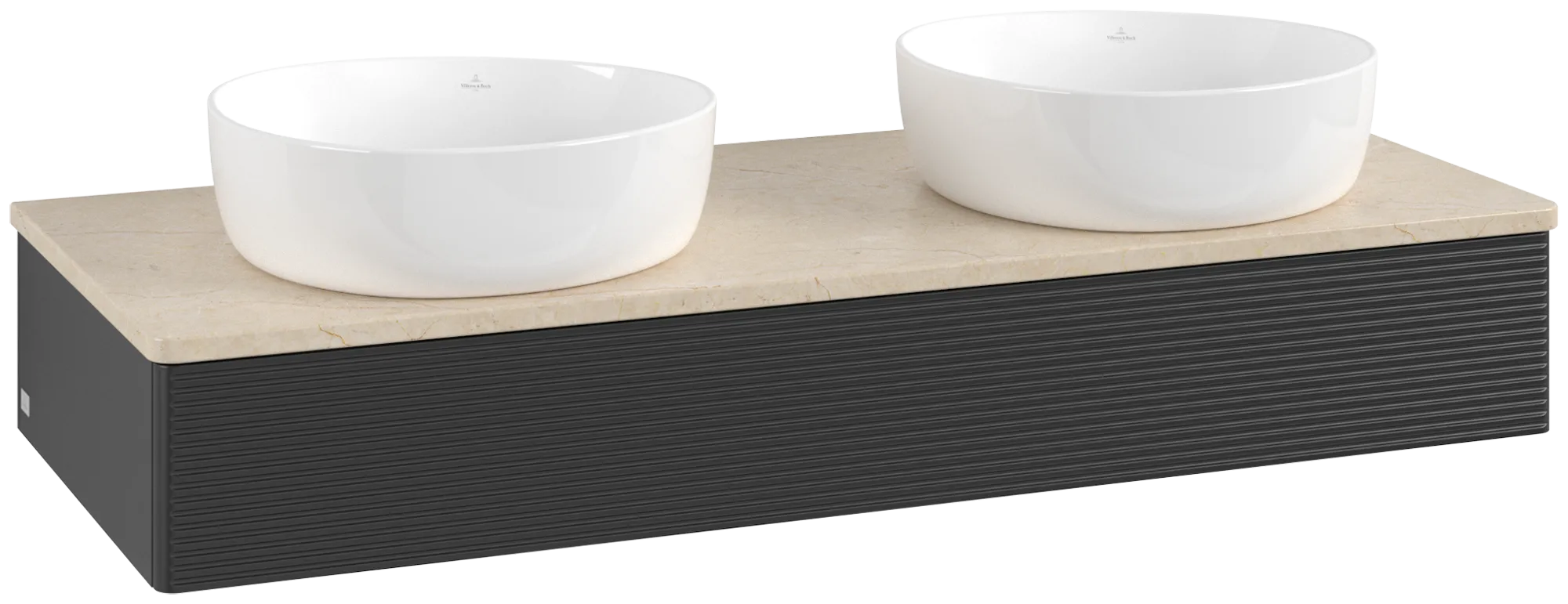Bild von VILLEROY BOCH Antao Waschbeckenunterschrank, 1 Auszug, 1200 x 190 x 500 mm, Front mit Struktur, Black Matt Lacquer / Botticino #K13113PD