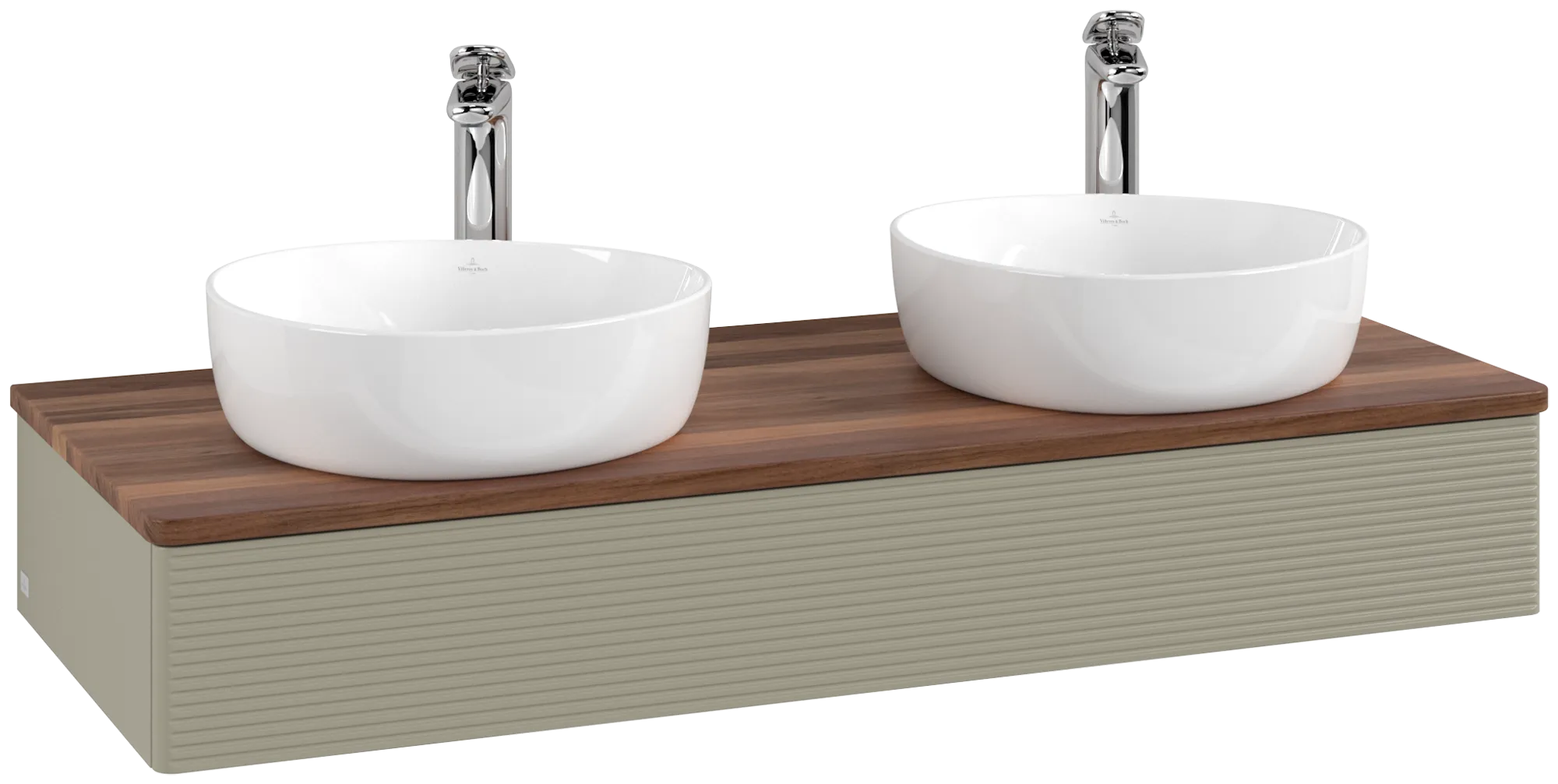Bild von VILLEROY BOCH Antao Waschbeckenunterschrank, 1 Auszug, 1200 x 190 x 500 mm, Front mit Struktur, Stone Grey Matt Lacquer / Warm Walnut #K13152HK