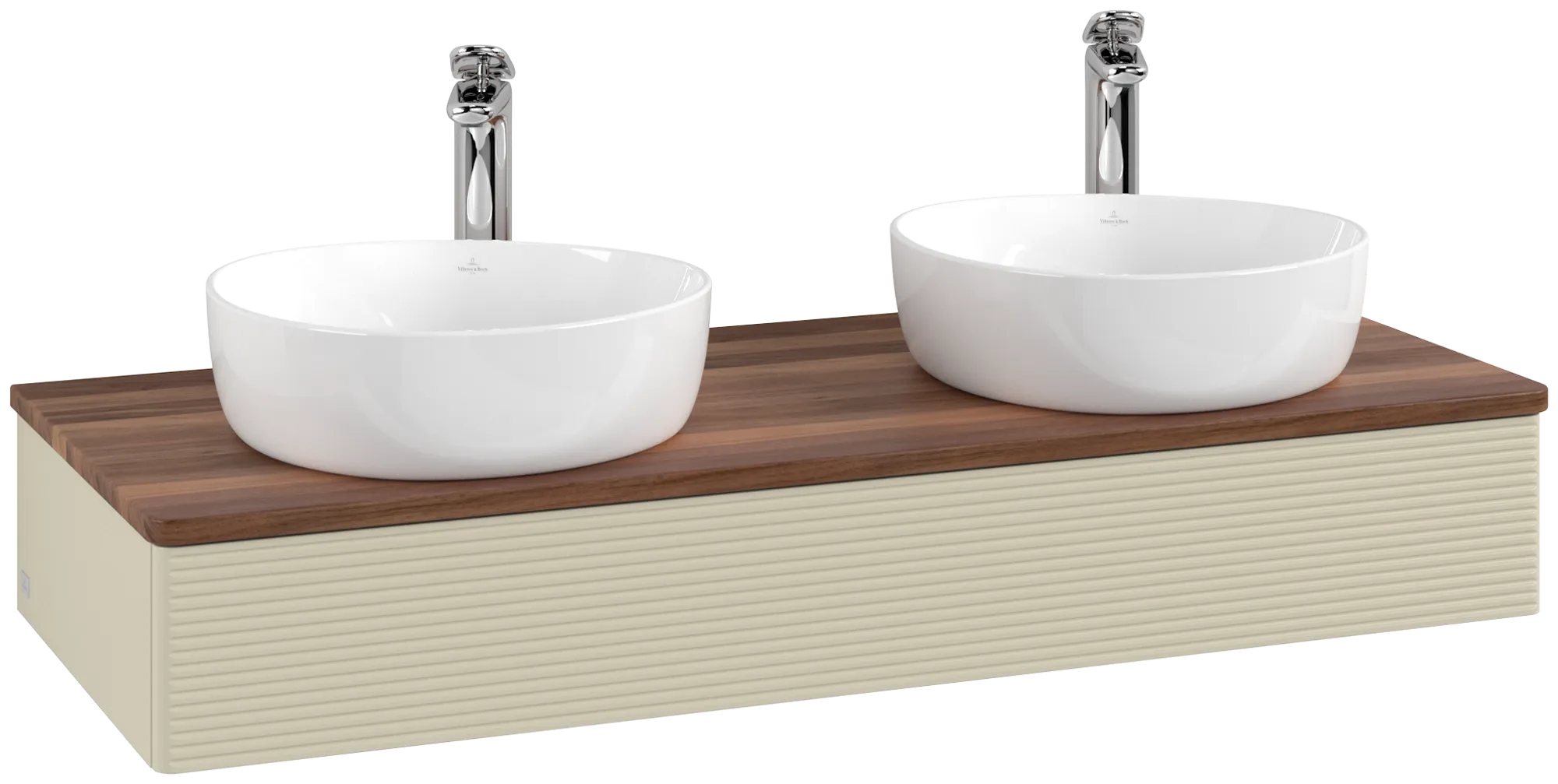 Obrázek VILLEROY BOCH Antao Vanity unit, 1 pull-out compartment, 1200 x 190 x 500 mm, Front with grain texture, Silk Grey Matt Lacquer / Warm Walnut #K13152HJ