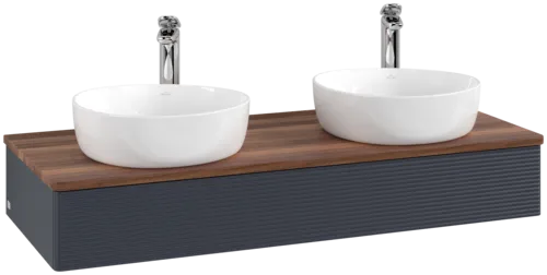 Bild von VILLEROY BOCH Antao Waschbeckenunterschrank, 1 Auszug, 1200 x 190 x 500 mm, Front mit Struktur, Midnight Blue Matt Lacquer / Warm Walnut #K13152HG