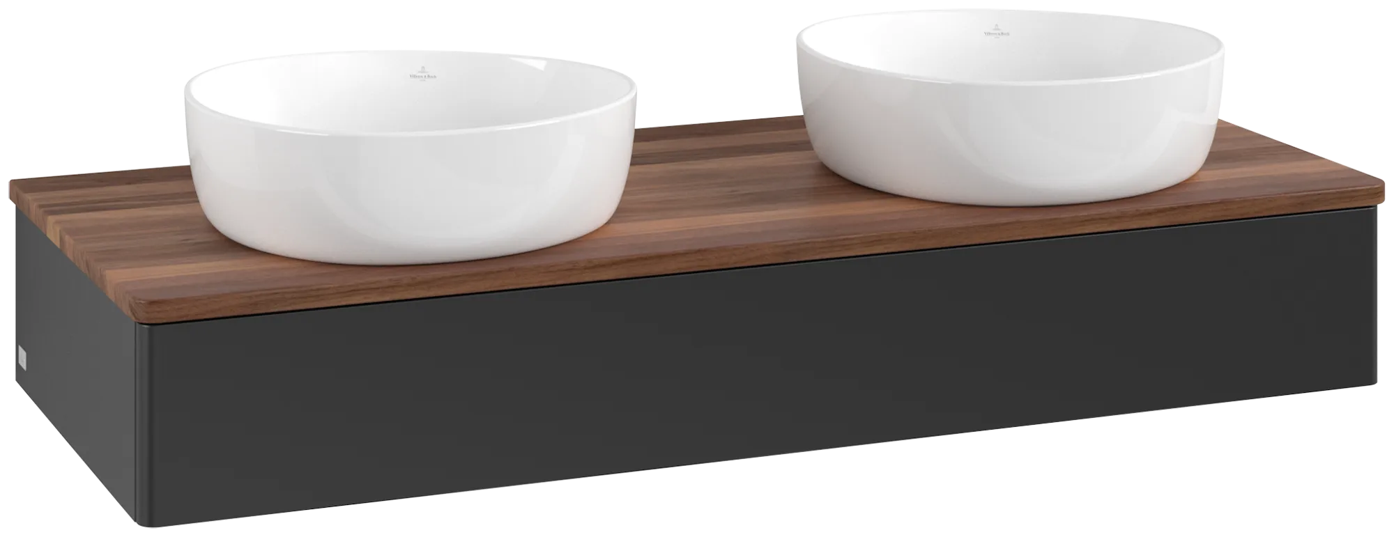 Bild von VILLEROY BOCH Antao Waschbeckenunterschrank, 1 Auszug, 1200 x 190 x 500 mm, Front ohne Struktur, Black Matt Lacquer / Warm Walnut #K13012PD