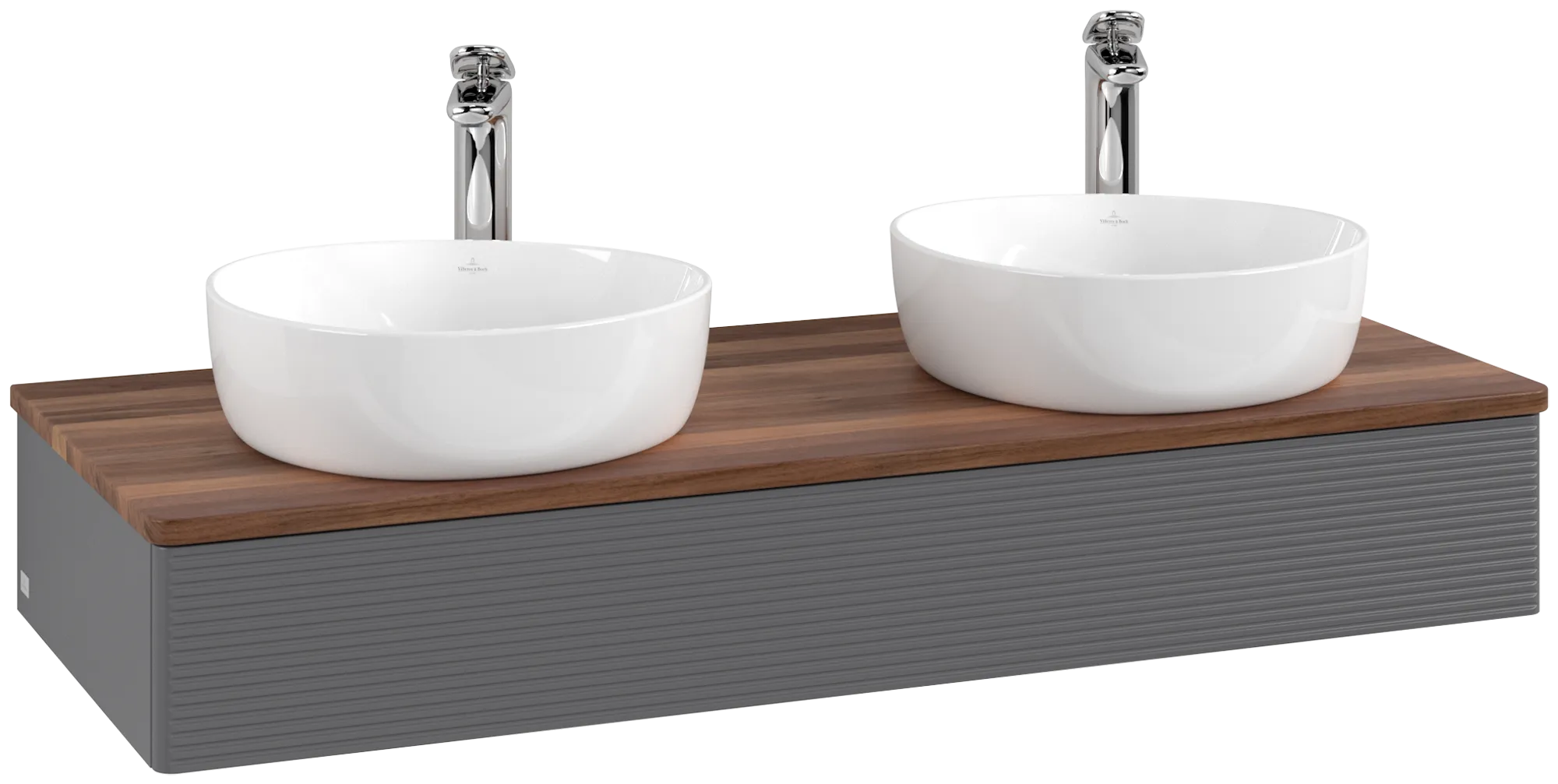 Obrázek VILLEROY BOCH Antao Vanity unit, 1 pull-out compartment, 1200 x 190 x 500 mm, Front with grain texture, Anthracite Matt Lacquer / Warm Walnut #K13152GK