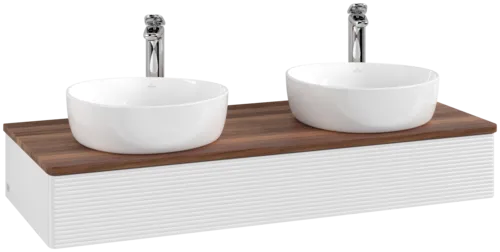 Bild von VILLEROY BOCH Antao Waschbeckenunterschrank, 1 Auszug, 1200 x 190 x 500 mm, Front mit Struktur, Glossy White Lacquer / Warm Walnut #K13152GF