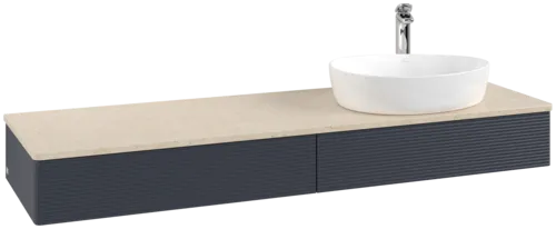 Bild von VILLEROY BOCH Antao Waschbeckenunterschrank, 2 Auszüge, 1600 x 190 x 500 mm, Front mit Struktur, Midnight Blue Matt Lacquer / Botticino #K16153HG