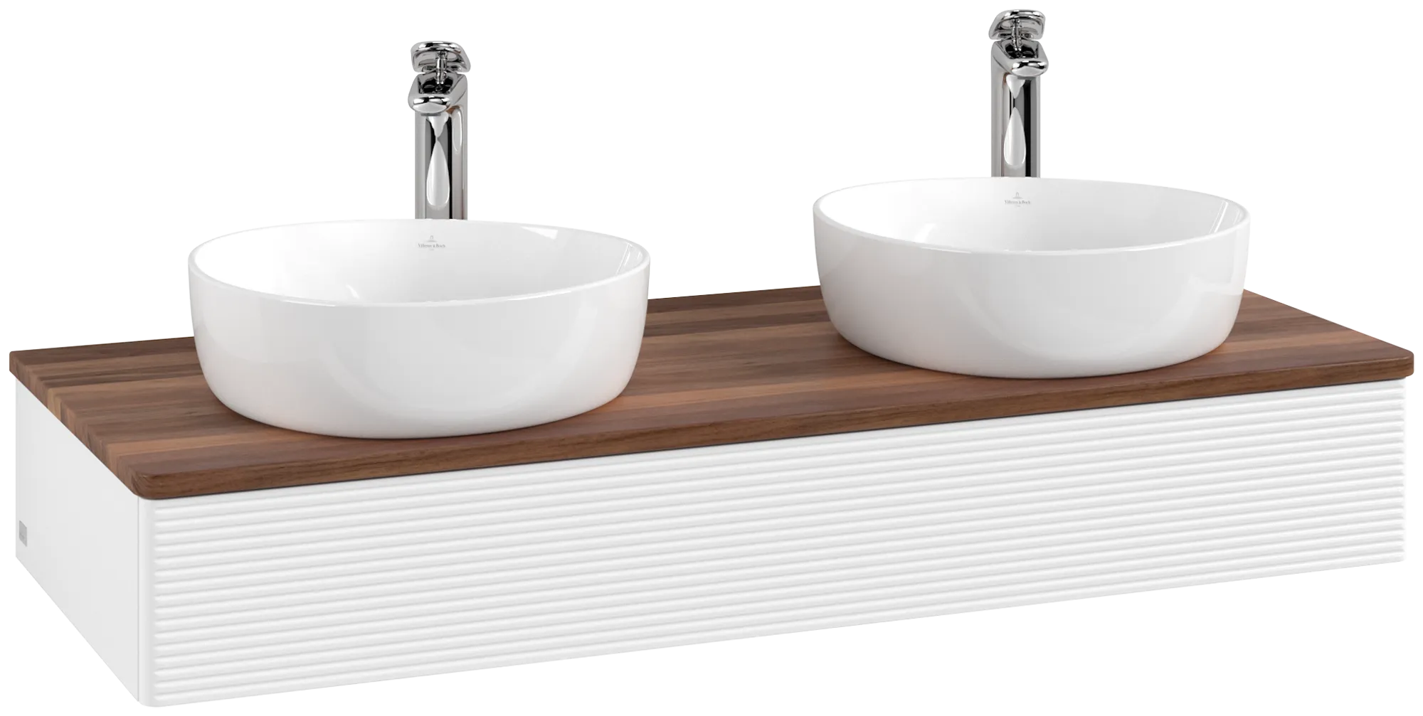 Bild von VILLEROY BOCH Antao Waschbeckenunterschrank, 1 Auszug, 1200 x 190 x 500 mm, Front mit Struktur, White Matt Lacquer / Warm Walnut #K13152MT