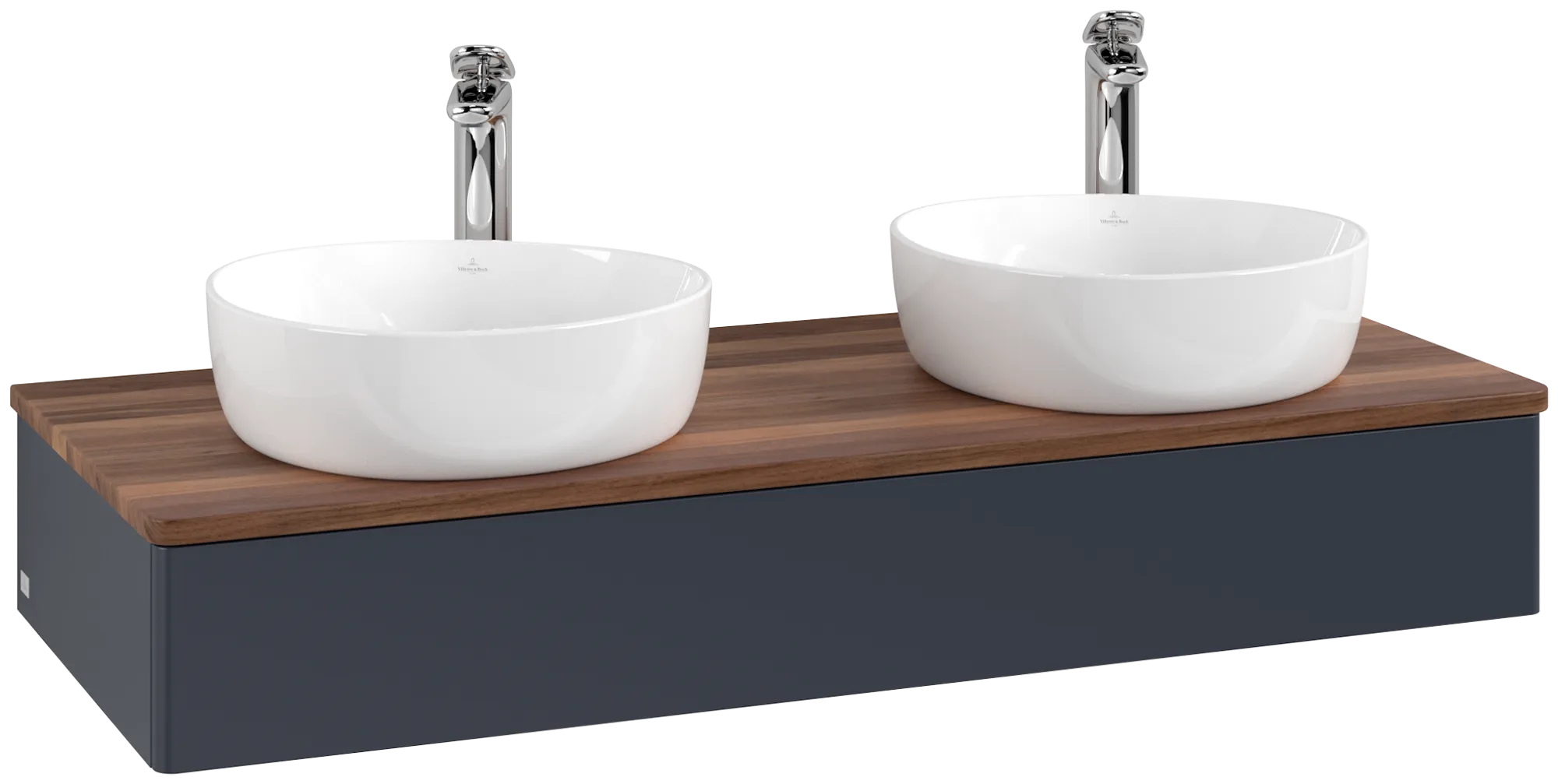 Bild von VILLEROY BOCH Antao Waschbeckenunterschrank, 1 Auszug, 1200 x 190 x 500 mm, Front ohne Struktur, Midnight Blue Matt Lacquer / Warm Walnut #K13052HG