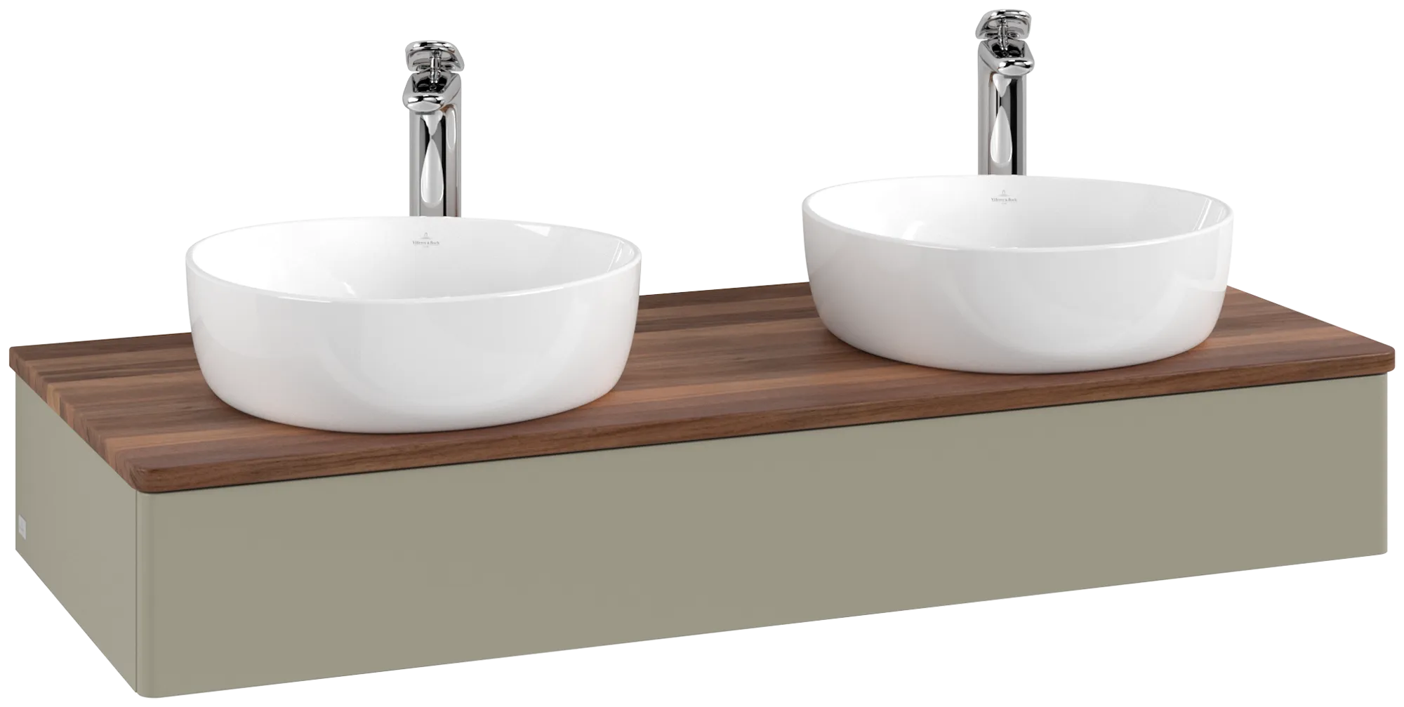 Bild von VILLEROY BOCH Antao Waschbeckenunterschrank, 1 Auszug, 1200 x 190 x 500 mm, Front ohne Struktur, Stone Grey Matt Lacquer / Warm Walnut #K13052HK
