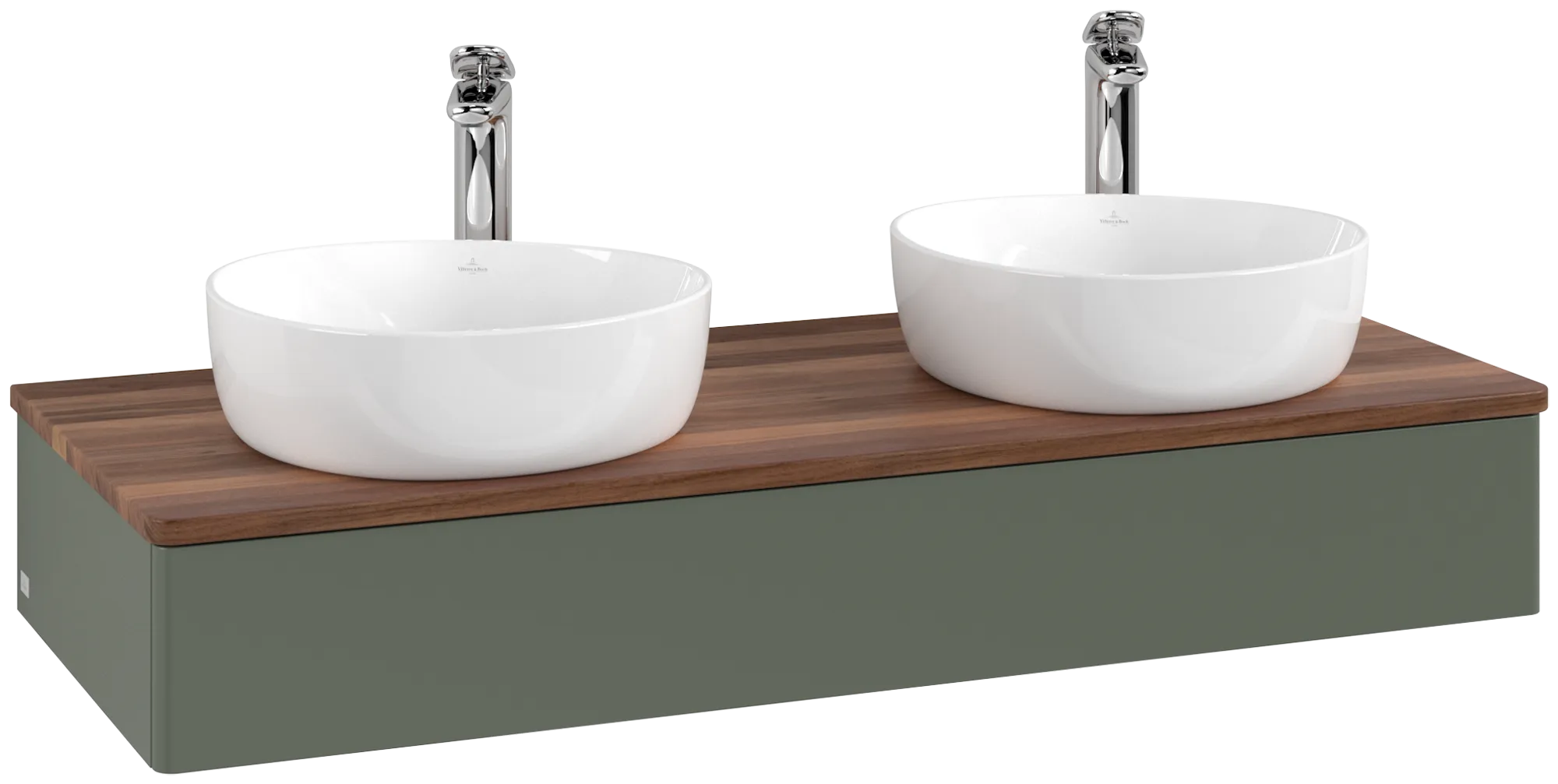 Bild von VILLEROY BOCH Antao Waschbeckenunterschrank, 1 Auszug, 1200 x 190 x 500 mm, Front ohne Struktur, Leaf Green Matt Lacquer / Warm Walnut #K13052HL
