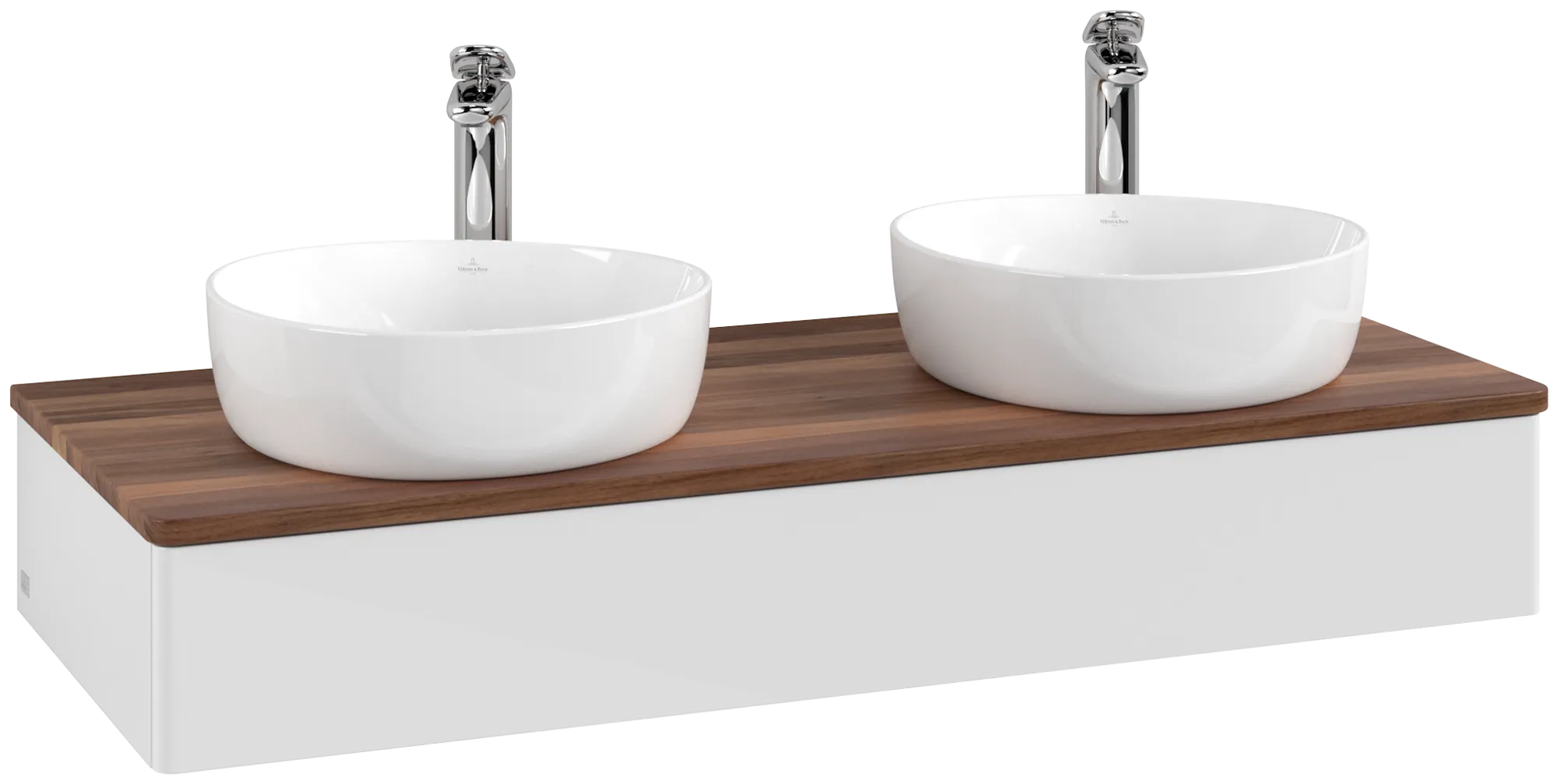 Bild von VILLEROY BOCH Antao Waschbeckenunterschrank, 1 Auszug, 1200 x 190 x 500 mm, Front ohne Struktur, Glossy White Lacquer / Warm Walnut #K13052GF