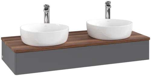 Bild von VILLEROY BOCH Antao Waschbeckenunterschrank, 1 Auszug, 1200 x 190 x 500 mm, Front ohne Struktur, Anthracite Matt Lacquer / Warm Walnut #K13052GK